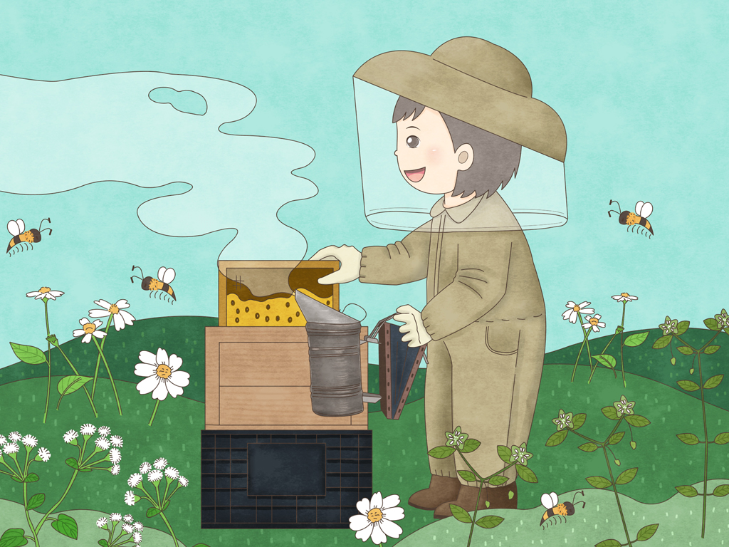Mita體驗一日蜂農。